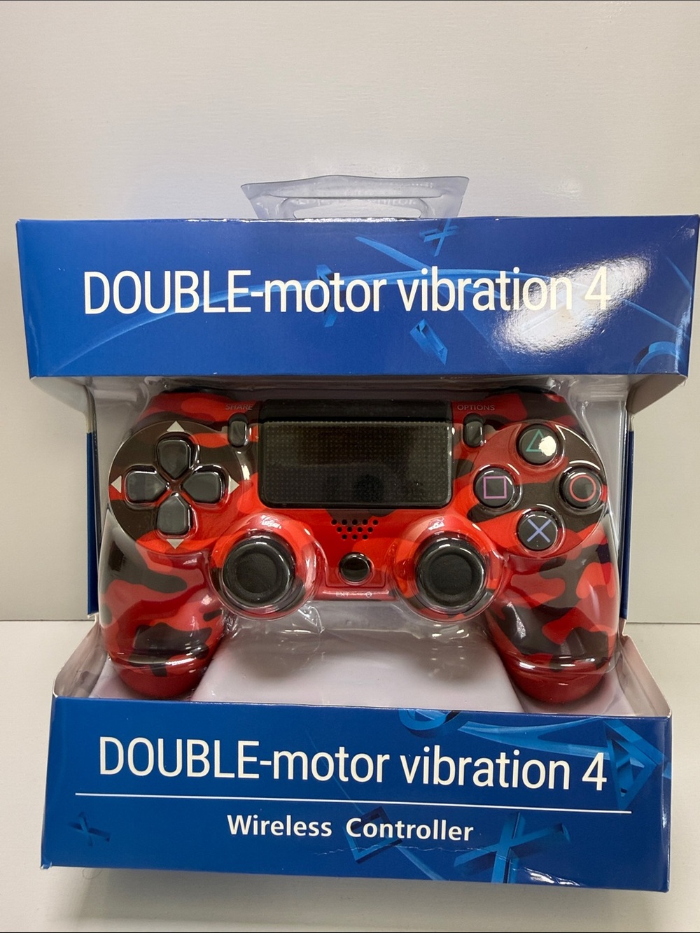 Wireless Red Camouflage Game Controller with Double-Motor Vibration